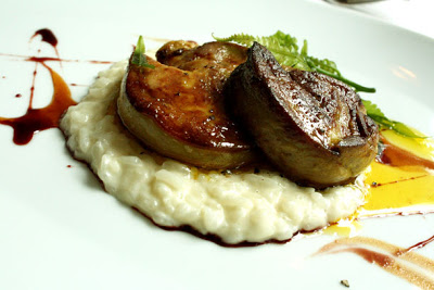 pan fried foie gras with milk risotto