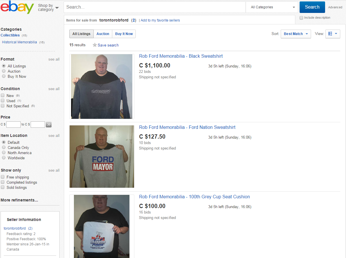Rob Ford auction