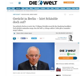 Η Die Welt αναστατώνει την Ευρώπη: Φεύγει ο Σόιμπλε;