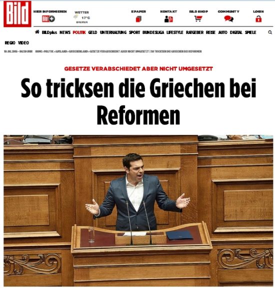 Bild: Η ελληνική κυβέρνηση κοροϊδεύει με τις μεταρρυθμίσεις