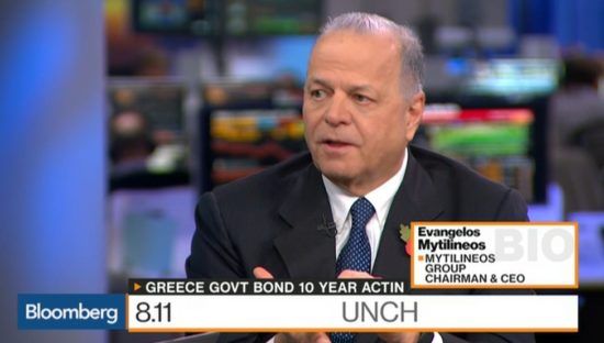 Ευ. Μυτιληναίος στο Bloomberg: «Οι Επενδύσεις θα έρθουν μόνο με την επαναφορά της εμπιστοσύνης των ξένων στο ελληνικό σύστημα»