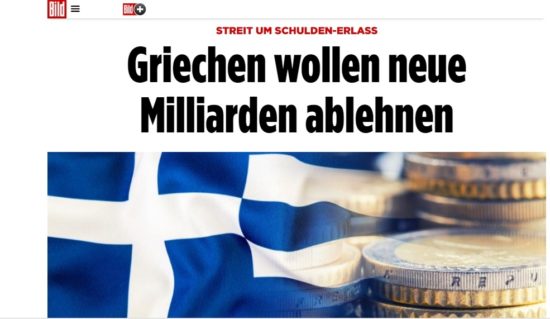 Bild: H Ελλάδα θα παραιτηθεί απ’ την επόμενη δόση, αν δεν γίνει ελάφρυνση χρέους