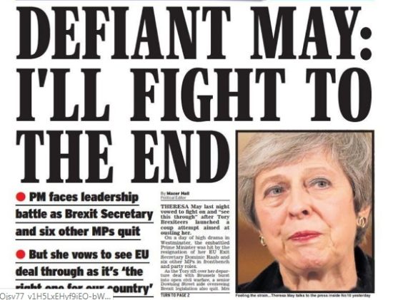 Ο «εμφύλιος» στο κόμμα της Μέι πρωτοστατεί στον βρετανικό Τύπο