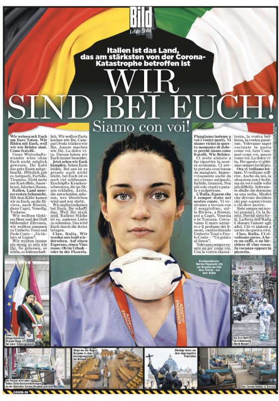 H απίστευτη “kolotoumba” της γερμανικής Bild: “Είμαστε μαζί σας” λέει τώρα στους Ιταλούς