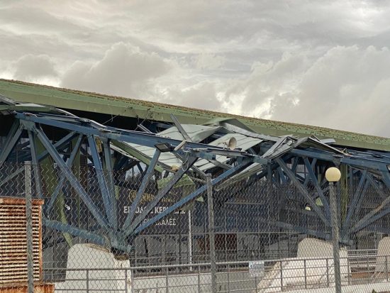 Σοβαρές ζημιές στο Ολυμπιακό Κέντρο Γαλατσίου λόγω του ισχυρού ανεμοστρόβιλου που έπληξε την Αττική