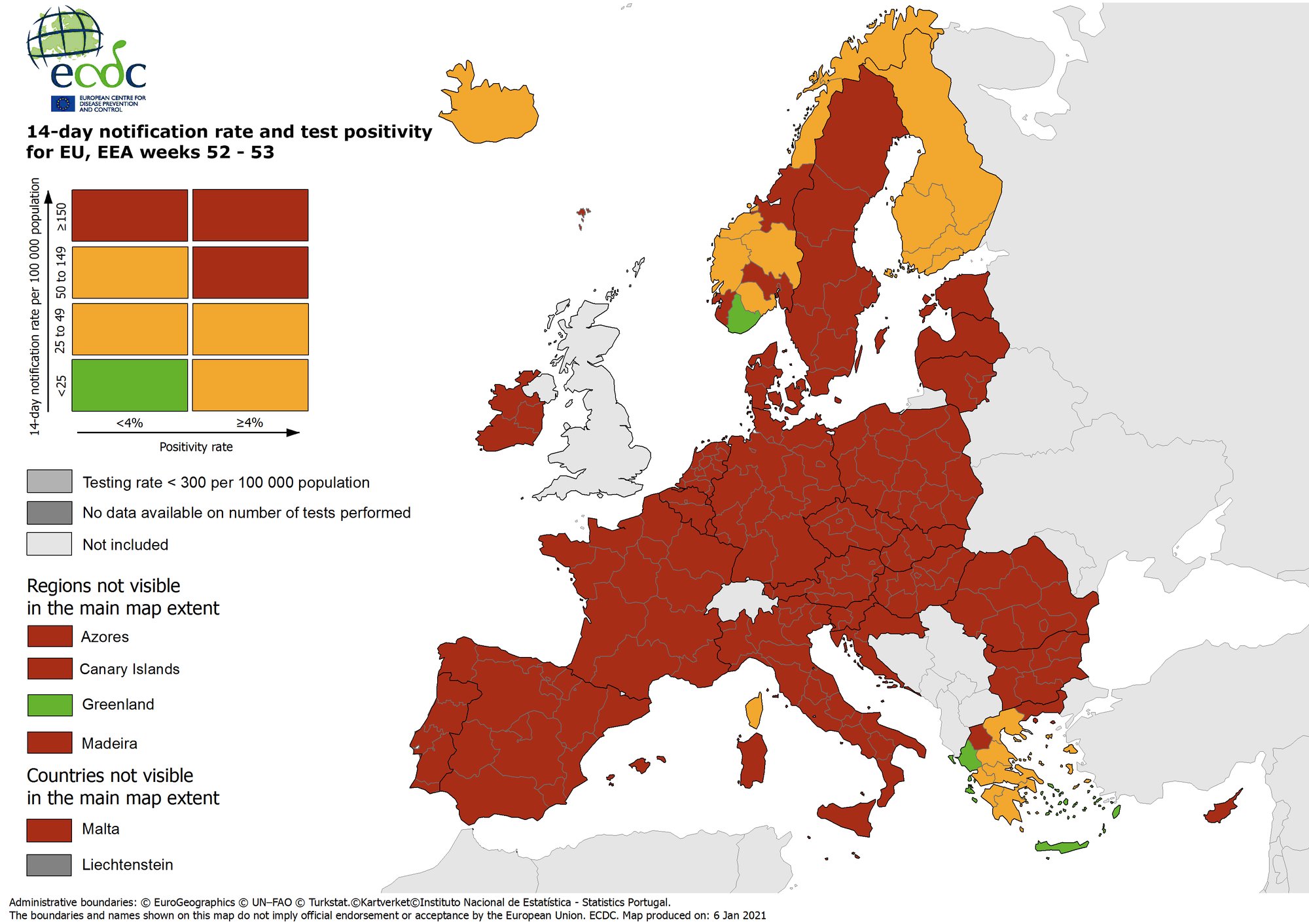 Ο χάρτης του ECDC για τον κορωνοϊό: Ποιες περιοχές της Ελλάδας είναι στο «πράσινο»