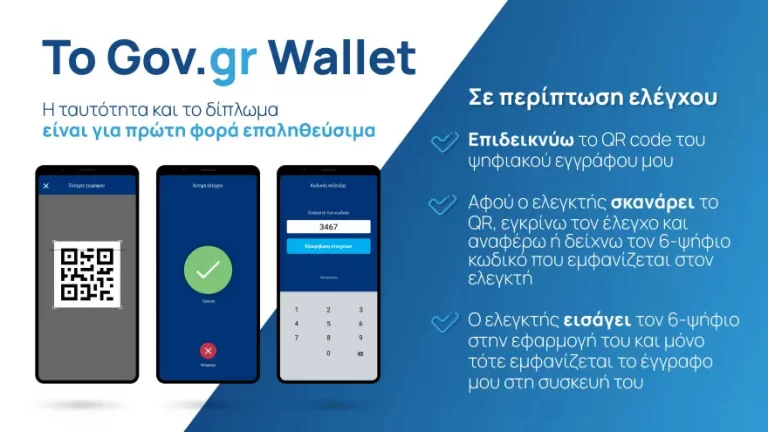 Wallet.gov.gr: Άνοιξε η πλατφόρμα για ΑΦΜ που λήγουν σε 9 – Πάνω από 650 χιλ. τα ψηφιακά έγγραφα
