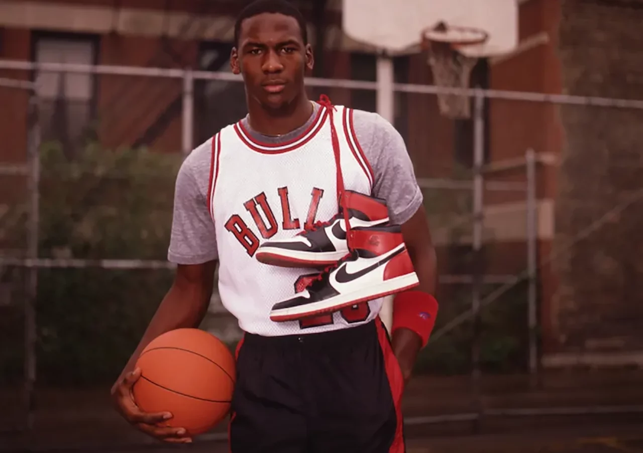 Michael Jordan with the original Air Jordan 1. 4