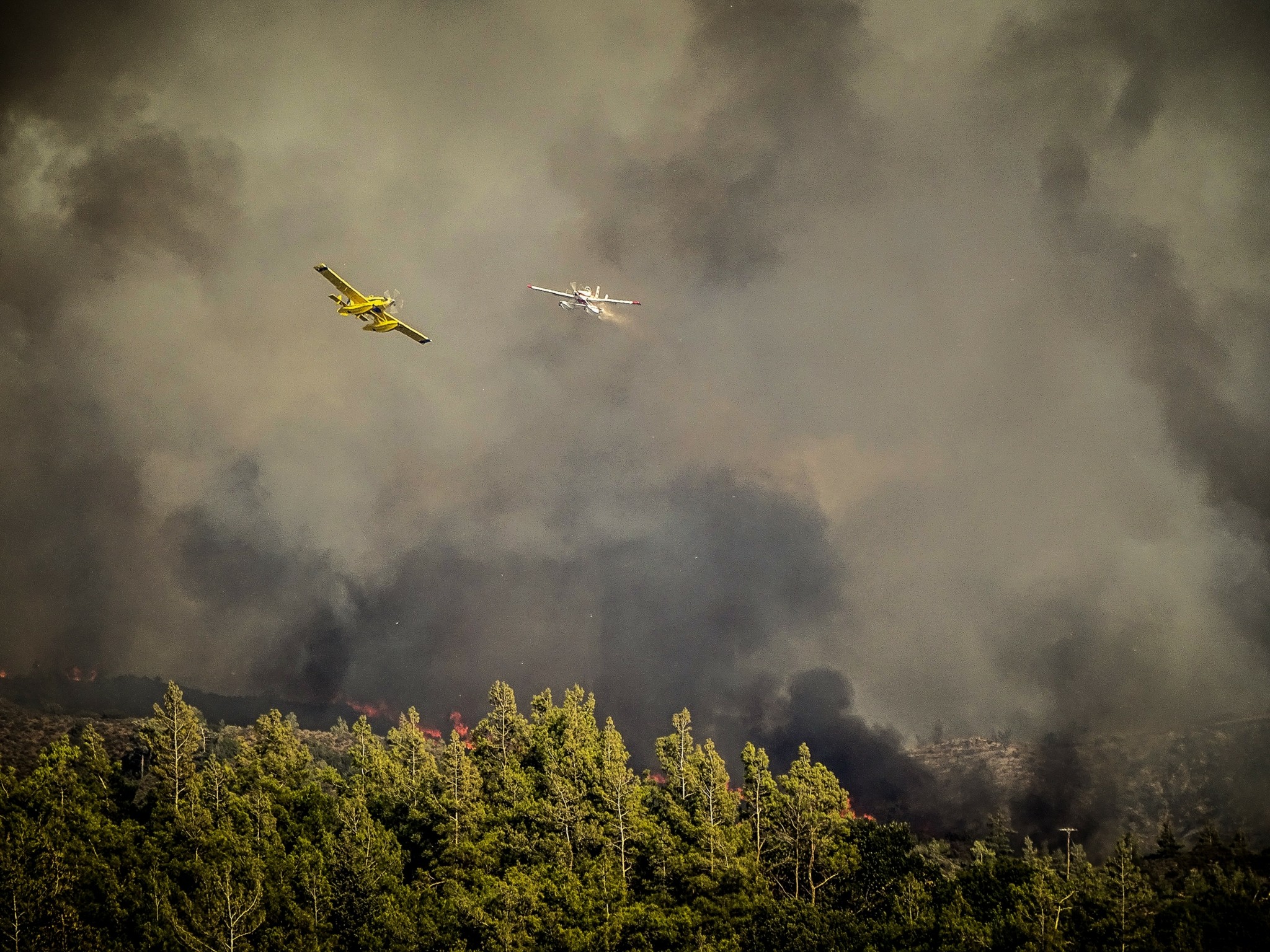 Σκληρή μάχη με τις φλόγες σε Κέρκυρα, Αίγιο, Κάρυστο – Σε ύφεση η φωτιά στη Ρόδο, φόβοι για αναζωπυρώσεις (tweets) (upd)