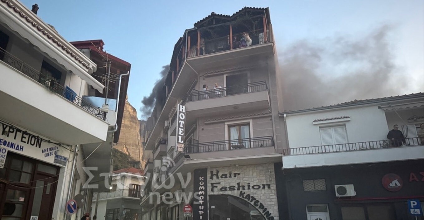 Καλαμπάκα: Φωτιά σε ξενοδοχείο – Νεκρός ο ιδιοκτήτης, πήδηξε από τον πρώτο όροφο για να σωθεί(upd)