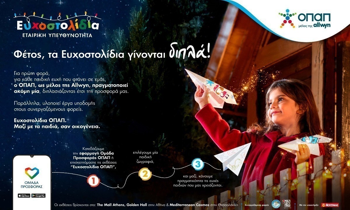 ΟΠΑΠ: Μία ευχή γίνεται δύο εφέτος τα Χριστούγεννα με τα Ευχοστολίδια | Ειδήσεις για την Οικονομία